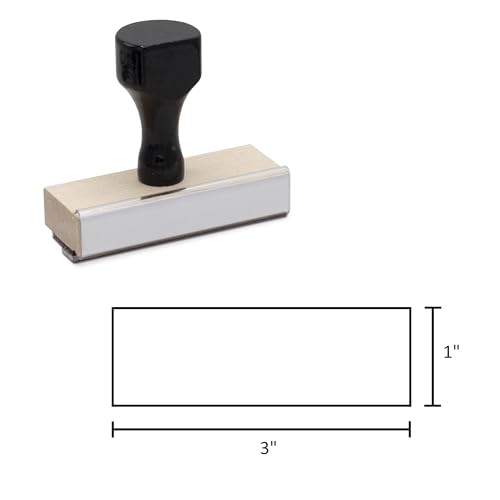 Infusion Custom Text Traditional Wood Stamp with Plastic Handle, 1" x 3" - size: 1" x 3"