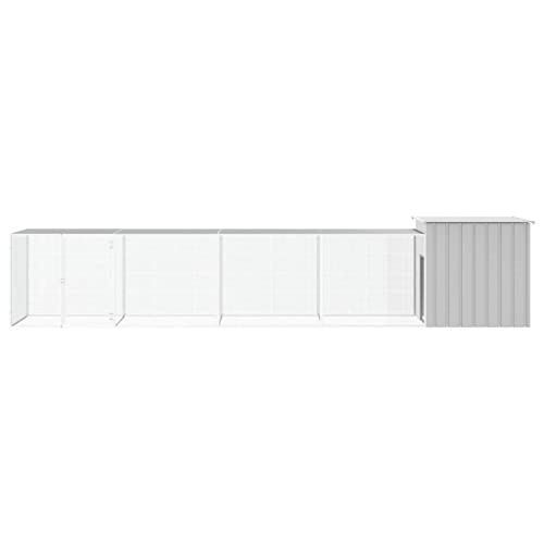 Chicken Cage Gray Galvanized Steel 196.9"x35.8"x39.4" Large Rectangular Outdoor Coop Run with Lockable Door Ventilated Poultry Habitat Supplies for Garden Backyard Use - color: Grey-B