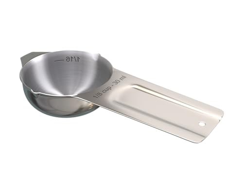 Color Up ⅛ Cup Measuring Cup (30 ml) – Premium Chrome Stainless Steel, Accurate for Wet & Dry Ingredients, Embossed Markings, Easy-Pour Spouts, Dishwasher-Safe, Kitchen Essential - size: 1/8 Cup (30 ml) Chrome