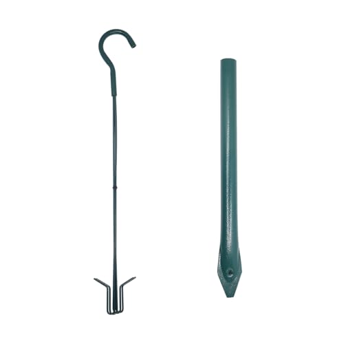 Zenport Z203009 2-in-1 Platform Bird Feeder, Post Mount, Sturdy Metal Weatherproof Construction, Green