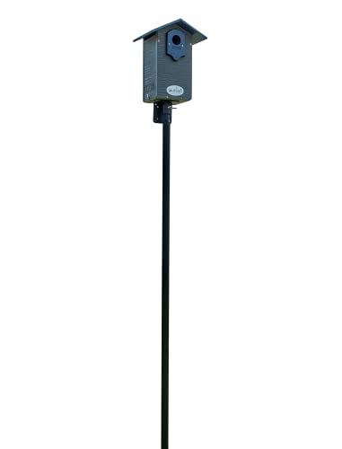 Ultimate Mountain Bluebird House with Universal Mounting Pole Kit - Garden Birdhouse and Pole Combo (Blue and Gray)