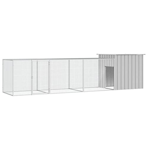 Large Durable Chicken Cage Grey Galvanized Steel Expandable Coop for Adult Chickens Ducks Poultry with Secure Locking System and Weatherproof Ventilation Design - color: Gray, size: 35.8 x 157.5 x 39.4 in