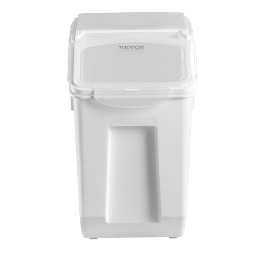 VEVOR Rice Storage Container, 3.5Gal/15Lx2 + 4.5Gal/20Lx2 Large Dog Food Dispenser Bin, Kitchen Ingredient Grain Cereal Bin, Pet food Containers with Wheels, 4 Measuring Cups, Airtight Lid, 4 Pack - size: 4.5 Gallon*2+3.5Gallon*2