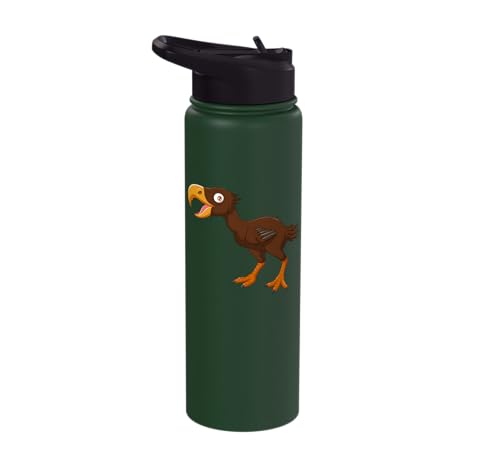 Cute Cartoon Prehistoric Animals Terror Bird For Kids Funny Stainless Steel Insulated Water Bottle - color: Dark Green