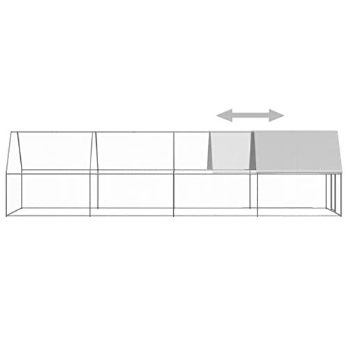 Outdoor Chicken Coop, Large Galvanized Steel Poultry Cage, 78.7 x 78.7 x 78.7 Inches Walk-in Hen House with Lockable Door for Backyard Garden, Rectangular Metal Pen Run - color: Silver-A