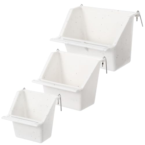 LemonRoad 3 Pcs Bird Cage Feeders Winged Plastic Cup Universal Cage Waterer Food Dishes Bowl Pet Supplies Accessories for Small Bird(Milky White)