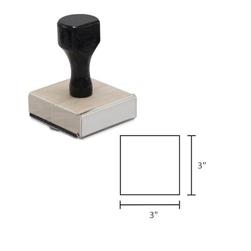Infusion Custom Text Traditional Wood Stamp with Plastic Handle, 3" x 3" - size: 3" X 3"