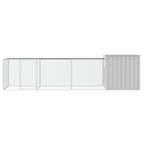 Large Galvanized Steel Chicken Coop for Adult Chickens and Ducks, Expandable Weatherproof Poultry Pen with Secure Locking System and Ventilation - color: Grey, size: 35.8 x 157.5 x 39.4 in