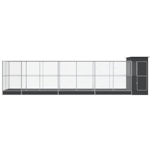 Galvanized Steel Aviary 326.8x79.9x85 Inch Silver | Steel Mesh Grid, Lockable Door, Suitable for Birds Rabbits Chickens - size: 326.8" x 79.9" x 85"