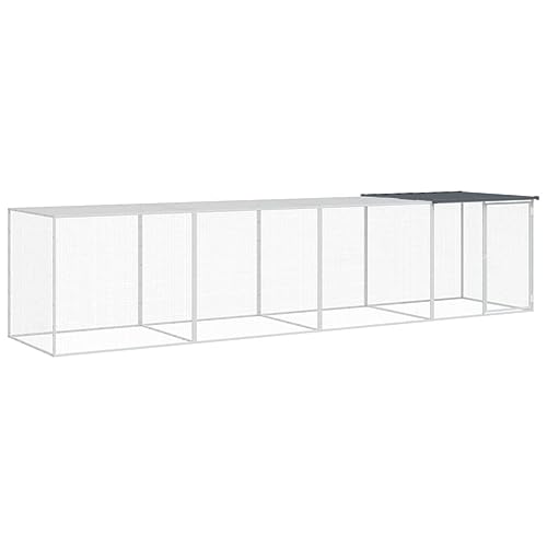 Galvanized Steel Chicken Coop with Roof 158.7"x38.6"x35.4" Anthracite Cage for Hens Rabbits Ducks Outdoor/Indoor Use, Expandable Bunny Hutch with Lockable Door and Weather Protection - size: 158.7" x 38.6" x 35.4" (L x W x H)