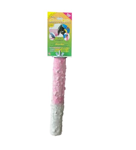 Polly's Edible Cuttlebone Calcium Bird Cage Perch for Budgies, Parakeets, Amazons, Blue & Golds, Macaws and Cockatoos.… (Strawberry, Large) - color: Strawberry, size: Large