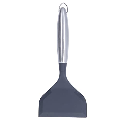 Wide Mouth Frying Spatula, Professional Stainless Steel Silicone Kitchen Cooking Spatula with Hook Design for Non Stick Pans and Easy Storage - color: Gray(304#)