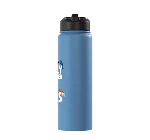 Easily Distracted By Birds Funny Bird Watcher & Birdwatching Stainless Steel Insulated Water Bottle - color: Light Blue