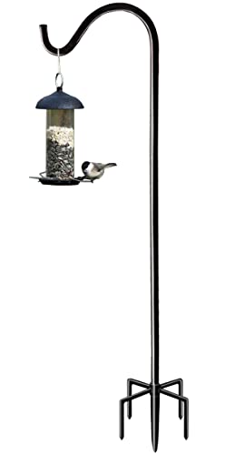 76 Inch Outdoor Shepherds Hook with 5 Prong Base for Birdfeeders | Adjustable Bird Feeder Pole Hanger for Hanging Outside Birdfeeders, Plant Baskets, Lanterns, Wedding Decor - size: 76in-1pcs