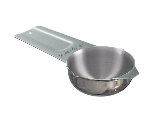 Color Up ⅛ Cup Measuring Cup (30 ml) – Premium Chrome Stainless Steel, Accurate for Wet & Dry Ingredients, Embossed Markings, Easy-Pour Spouts, Dishwasher-Safe, Kitchen Essential - size: 1/8 Cup (30 ml) Chrome