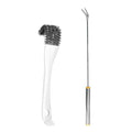 2Pcs Bird Cage Cleaner Brush Kit,Birdcage Cleaning Brush with Long Handle,Bird Cage Accessories Stainless Steel Cleaning Fork Cleaner for Small Animal Cages - color: Set C