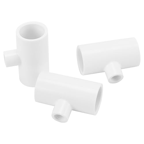40 Pack PVC Tee Fittings for Threaded Chicken Nipples and Feeder Cups, White Chicken Watering System Accessories