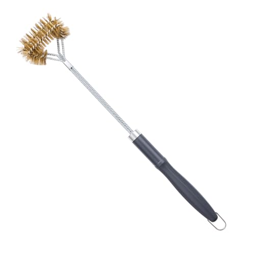 SUNRISE Fryer Brush with Long Handle (Brass with Plastic Handle, Double Brush) - color: Brass With Plastic Handle, size: Double Brush