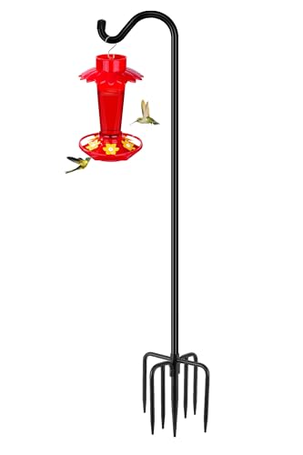 Gtongoko Adjustable Shepherds Hooks for Outdoor 76 Inch Bird Feeder Pole with 7 Prongs Base, 3/4 Inch Thick Heavy Duty for Hanging Bird Feeder, Plant Baskets,1 Pack - size: 76 Inch without Baffle