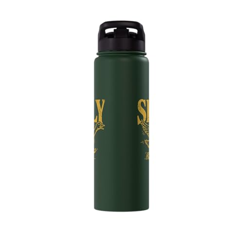 Funny Silly Goose Visual Pun Vintage Bird Lover Retro Design Stainless Steel Insulated Water Bottle - color: Dark Green