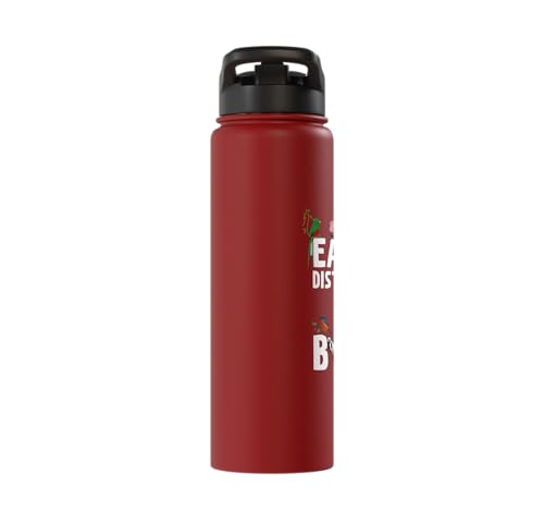 Easily Distracted By Birds Funny Bird Watcher & Birdwatching Stainless Steel Insulated Water Bottle - color: Red