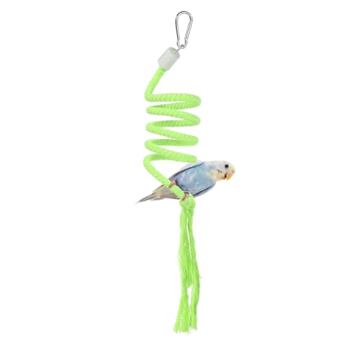 Bird Rope Perch Swing, Spiral Rope Perch Standing Pole Accessory Climbing Swing Paw Grinding 39 Inch, (Green) Intended for Parrot/Parakeet/Budgies/Cockatiels/Lovebirds - color: Green, size: 39 Inch