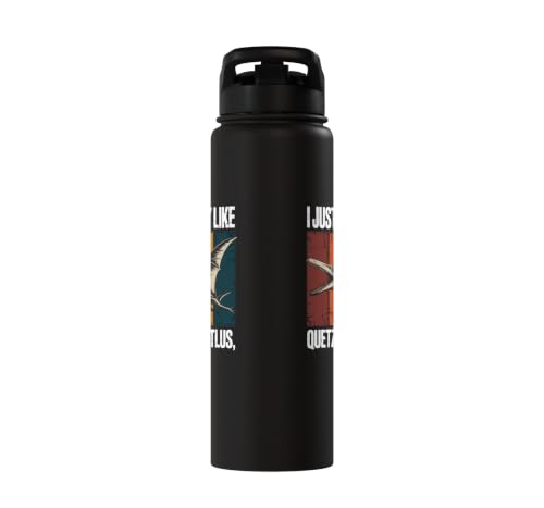 Really Like Quetzalcoatlus Bird Flying Dinosaur Kids Trex Stainless Steel Insulated Water Bottle - color: Black