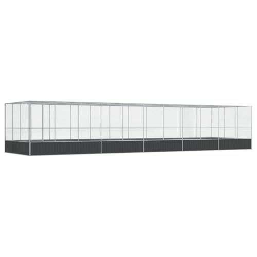 Large Bird Aviary with Extension, 37.3ft Galvanized Steel Outdoor Parrot Cage with Lockable Door, Heavy Duty Walk-in Poultry Coop for Pigeons, Budgies, Chickens, Ducks, Silver and Anthracite - color: Silver-H