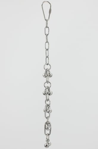 Fosrion Stainless Steel Parrot Chew Toy with Bell, 10.6" Durable Metal Bird Toy for Macaws, Cockatiels, Budgies - Cage Hanging Chew Chain (Ladder Chain with Double Bells) - color: Ladder Chain with Double Bells