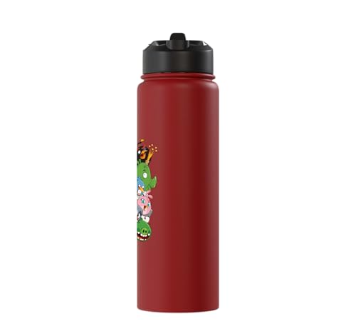 Angry Birds Piggy & Bird Pile Stainless Steel Insulated Water Bottle - color: Red