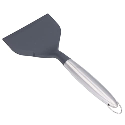 Wide Mouth Frying Spatula, Professional Stainless Steel Silicone Kitchen Cooking Spatula with Hook Design for Non Stick Pans and Easy Storage - color: Gray(304#)