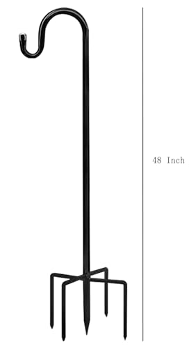 Bird Feeders Pole,Shepherds Hooks for Outdoor 1 Pack 48 Inch Bird Feeders for Outdoors with 5 Prongs Base Hanging Planters for Outdoor - size: 48 Inch