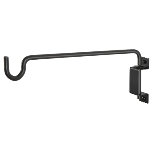 16 Inch Outdoor Hanging Brackets - 360° Swivel Plant Hanger with 12-Directional Adjustable Hook, Rust Resistant Solid Steel Wall Mount for Bird Feeders, Indoor/Outdoor Plants, Garden & Patio - color: Black, size: 16in-1U-Swivel