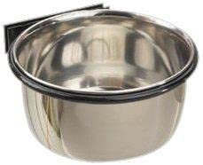 Stainless Steel Cup w/Holder - Durable Metal Mountable Food & Water Dish - Sugar Gliders, Hedgehogs, Chinchillas, Rats, Ferrets, Guinea Pigs, Rabbits, Squirrels, Birds (10 oz., Silver) - size: 10 oz.