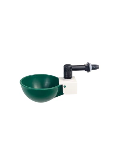 Hen's Choice™ 1L (32 oz) Drinker W/Cup, Nipple, & Wire Bracket for Chicks & Small Animals, Chicken Waterer, Green - color: Green/White