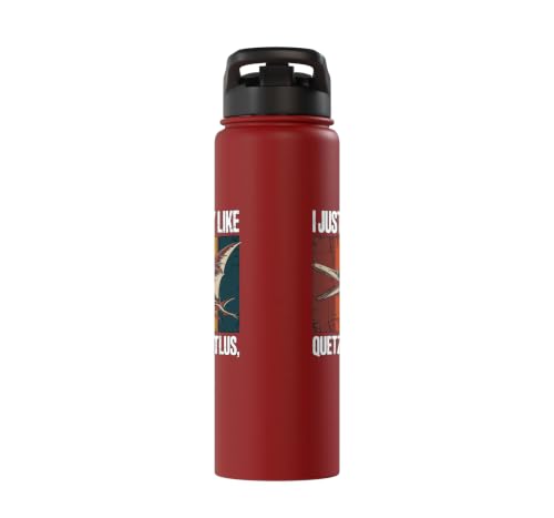 Really Like Quetzalcoatlus Bird Flying Dinosaur Kids Trex Stainless Steel Insulated Water Bottle - color: Red