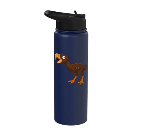 Cute Cartoon Prehistoric Animals Terror Bird For Kids Funny Stainless Steel Insulated Water Bottle - color: Navy Blue