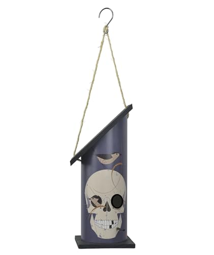 Red Carpet Studios Outdoor Bird House - Large Round Birdhouse for Wrens, 20.5" Long, Charley Harper Design, Pine Wood Base and Roof with PVC House and Jute Hanging Rope - color: Wrented