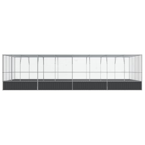 Large Outdoor Bird Aviary with Extension, 327.6"x163"x83.5" Galvanized Steel Wire Mesh Parrot Cage, Walk in Poultry Pen Run for Chickens Ducks Rabbits, Silver - color: Silver-I