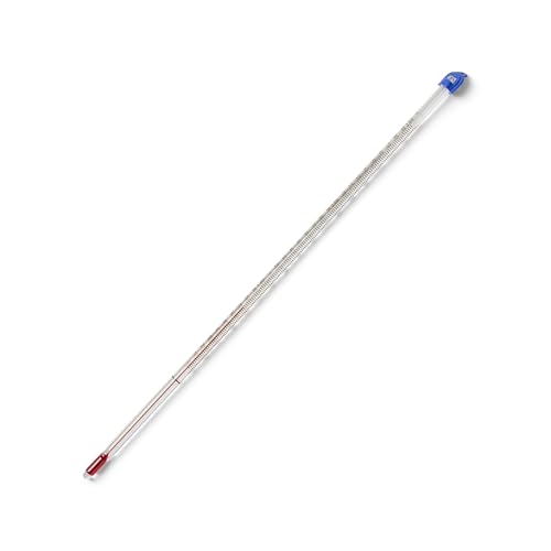 United Scientific Red Spirit-Filled Thermometer, Analog Display, 12" Length, Partial Immersion, Dual Scale, -20 to 150°C / 0 to 300°F Temperature Range