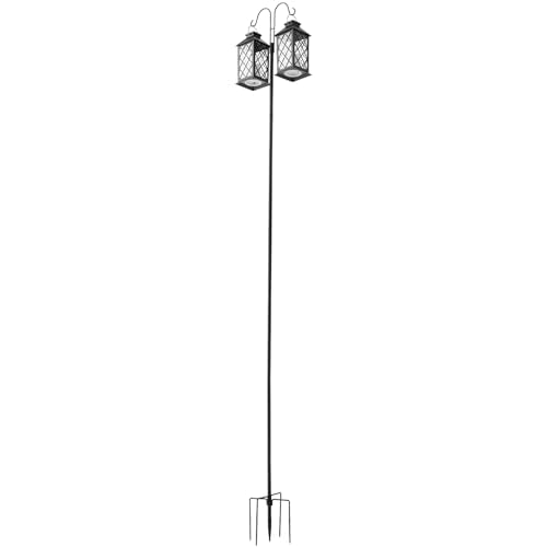 VEVOR Double Shepherds Hooks for Outdoor, 8 Pack 76 Inch Heavy Duty Bird Feeder Pole, 3/4 Inch Thick Garden Hooks for Hanging Hummingbird Feeder, Plant Baskets, Solar Light Lanterns,Wind Chimes