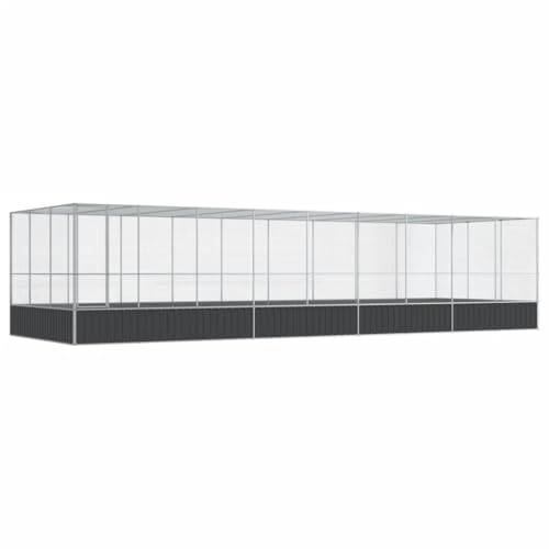 Outdoor Bird Aviary with Extension, 366.9"x120.9"x83.5" Galvanized Steel Parrot Cage, Walk-in Poultry Pen for Chickens, Ducks and Small Animals, Silver - color: Silver-G