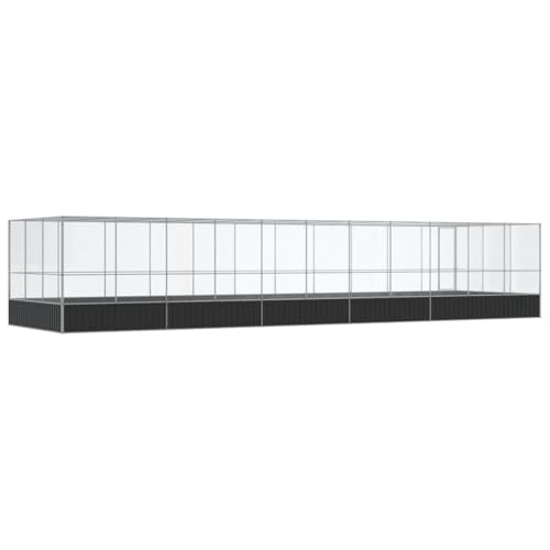 Large Outdoor Bird Aviary with Extension, 448.4"x120.9"x83.5" Galvanized Steel Parrot Flight Cage, Walk-in Metal Poultry Pen for Chickens Ducks Rabbits, Silver - color: Silver-H