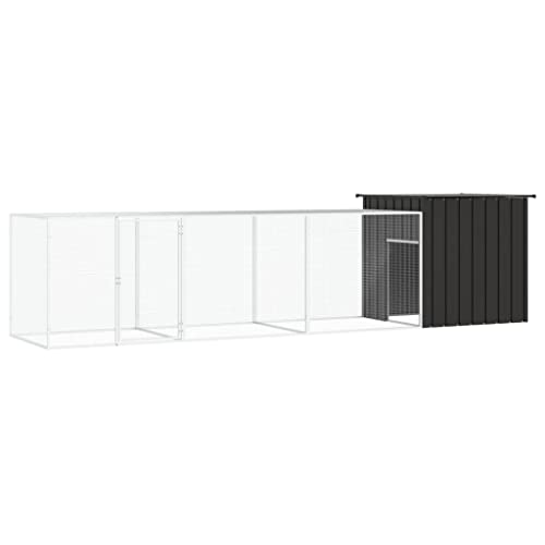 Large Chicken Cage with Expandable Design and Secure Access, Weather Coop Cage for Outdoor Use, 4-Piece Heavy-Duty Galvanized Steel Structure for Poultry and Small Animals - color: Anthracite-A