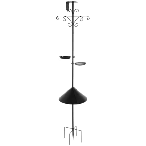 92 in Bird Feeder Pole with Squirrel Proof, Heavy Duty Bird Feeding Station | Standing Bird Feeders for Outdoors with Water Bowl & Mesh Tray, Adjustable Tall Feeder Stand for Plants, Lanterns