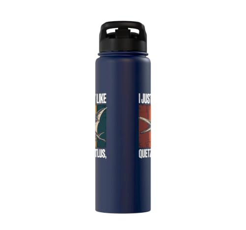 Really Like Quetzalcoatlus Bird Flying Dinosaur Kids Trex Stainless Steel Insulated Water Bottle - color: Navy Blue