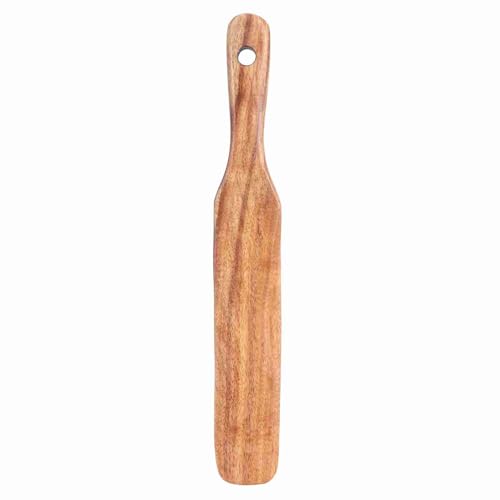 Fdit Teak Wood Spatula, Smooth One Piece Thin Edge Turner for Home Kitchen Solid Teak Natural Wood Nonstick Safe Cooking Utensil 10 Inch Hangable 1 Pack
