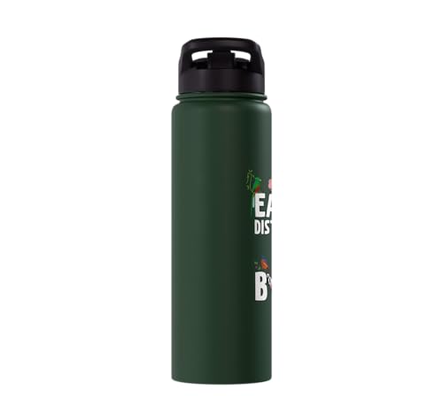 Easily Distracted By Birds Funny Bird Watcher & Birdwatching Stainless Steel Insulated Water Bottle - color: Dark Green