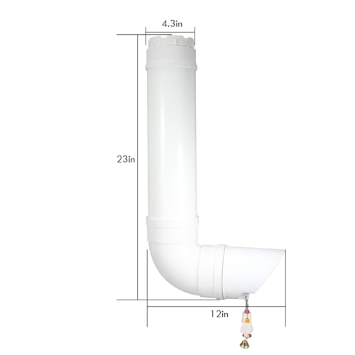 Kalakey Automatic Chicken Feeder, Hanging PVC Tube Chicken Coop Feeder with Chew Toy Bell, Holds 6lbs Feed for Hens Chicks, Grit and Oyster Shell Feeder