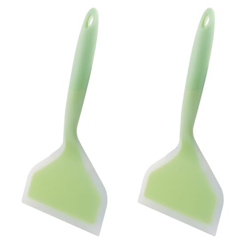 Hitefu 2 Pcs Silicone Spatula Turner, Green | Wide Pancake Flipper, Tamagoyaki Shovel, BPA Free, Non-Stick Egg Flipper - color: Green